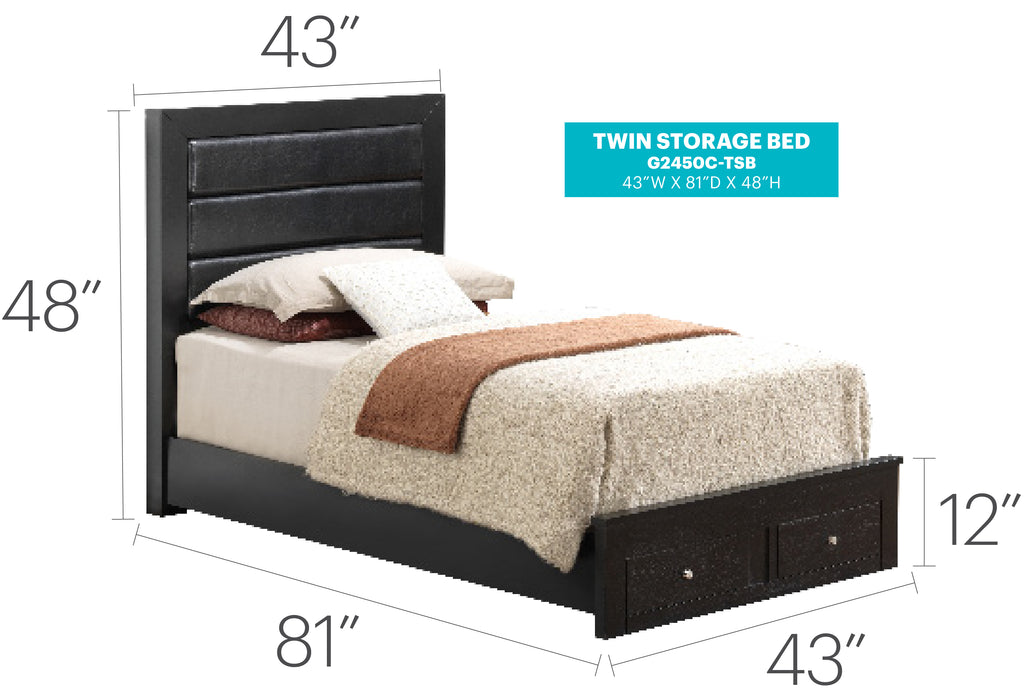 Glory Furniture Burlington G2450C-SB Storage Bed Black