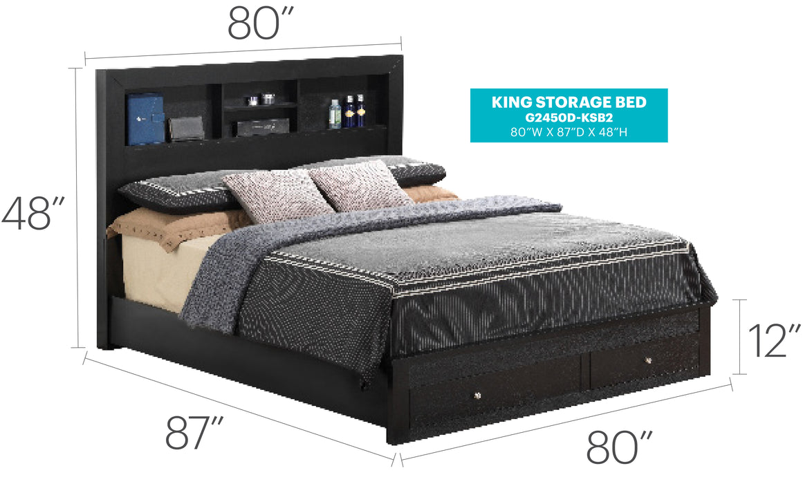 Glory Furniture Burlington G2450D-B2 Storage Bed Black