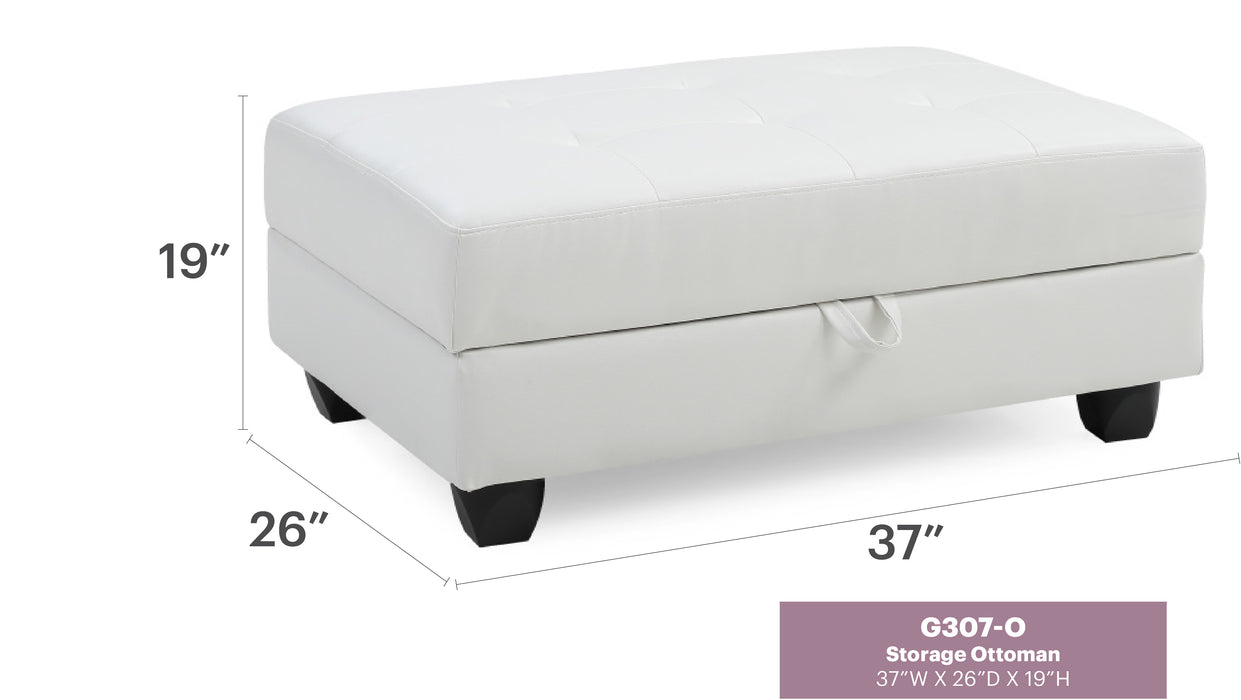 Glory Furniture Revere G307-O Ottoman , White G307-O