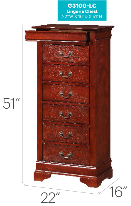 Glory Furniture Louis Phillipe G3100-LC Lingerie Chest , Cherry G3100-LC
