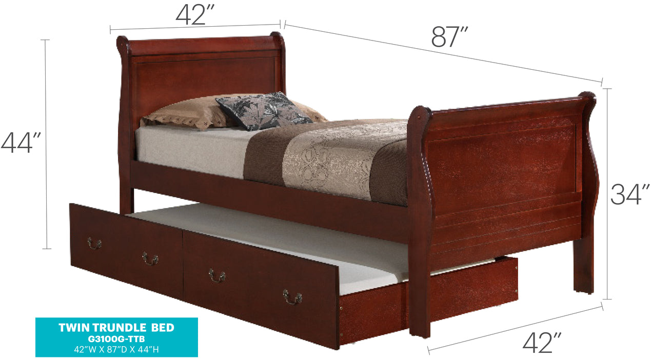 Louis Phillipe G3100G Trundle Bed Cherry By Glory Furniture 