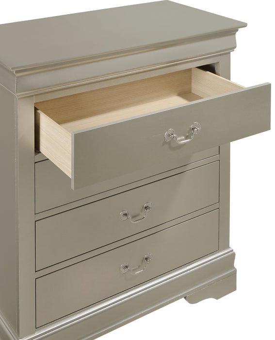 Glory Furniture Louis Phillipe G3103-BC 4 Drawer Chest , Silver Champagne G3103-BC