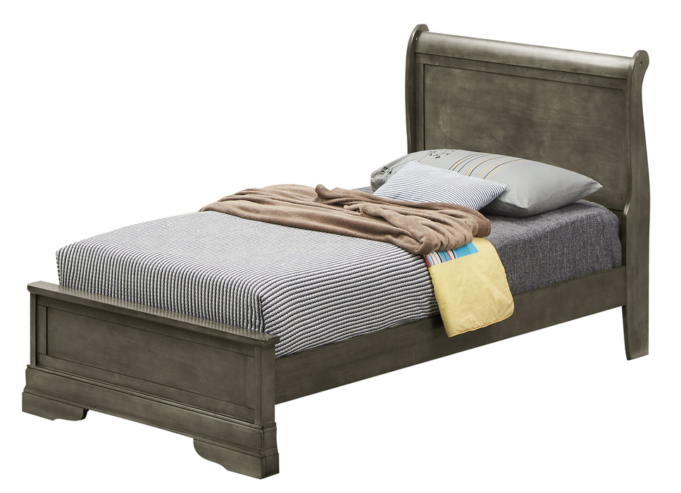 Glory Furniture Louis Phillipe Queen Sleigh Bed in Gray