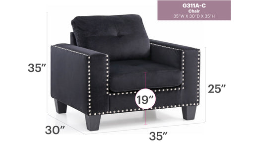 Glory Furniture Nailer G311A-C Chair , Black G311A-C