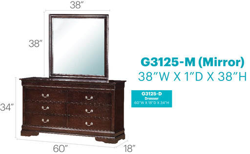 Glory Furniture Louis Phillipe G3125-D Dresser , Cappuccino G3125-D