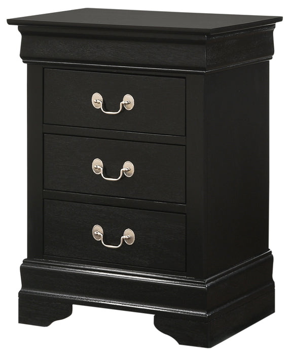 Glory Furniture Louis Phillipe G3150-3N 3 Drawer Nightstand , Black G3150-3N