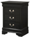 Glory Furniture Louis Phillipe G3150-3N 3 Drawer Nightstand , Black G3150-3N