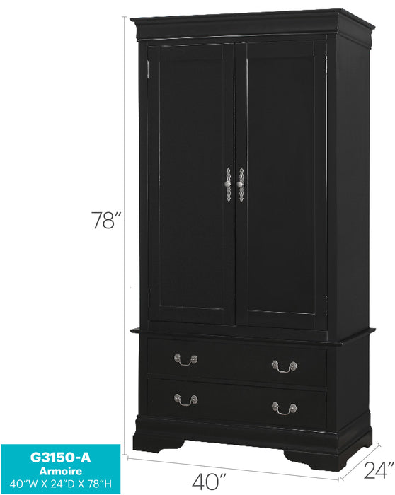 Glory Furniture Louis Phillipe G3150-A Armoire , Black G3150-A