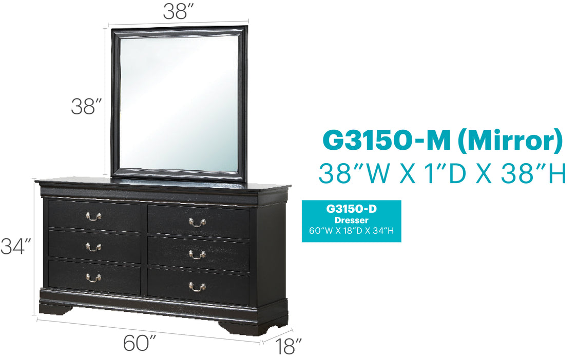 Glory Furniture Louis Phillipe G3150-D Dresser , Black G3150-D