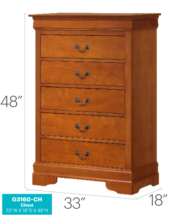 Glory Furniture Louis Phillipe G3160-CH Chest , Oak G3160-CH