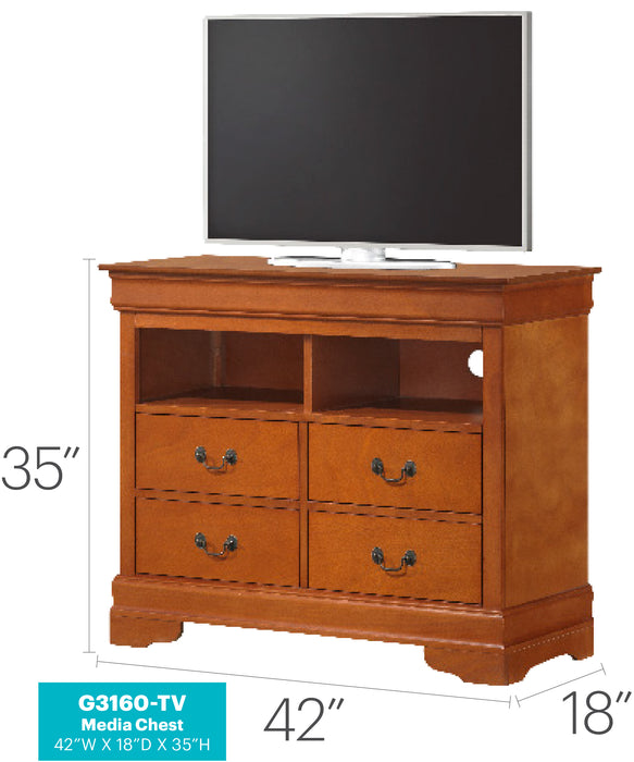 Glory Furniture Louis Phillipe G3160-TV Media Chest , Oak G3160-TV