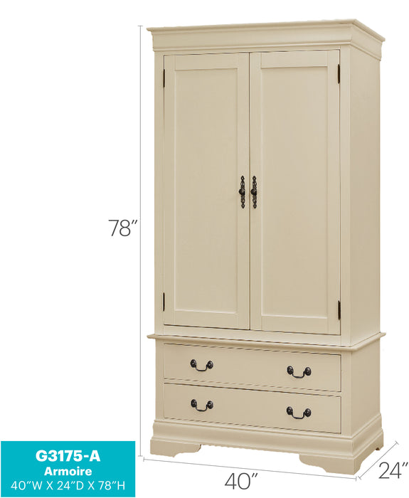 Glory Furniture Louis Phillipe G3175-A Armoire , Beige G3175-A