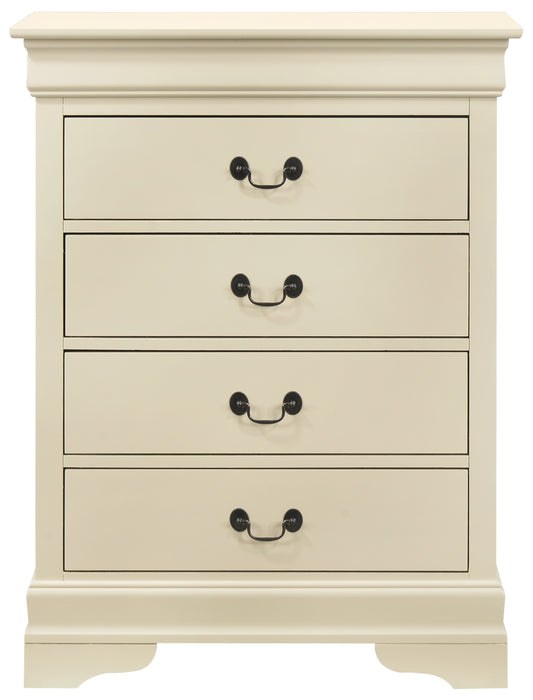 Louis Phillipe 4 Drawer Chest (White) by Glory Furniture
