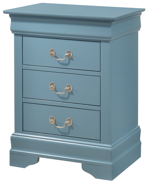 Glory Furniture Louis Phillipe G3180-3N 3 Drawer Nightstand , Teal G3180-3N