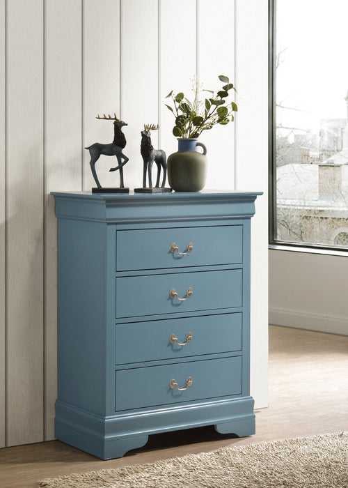 Glory Furniture Louis Phillipe G3180-BC 4 Drawer Chest , Teal G3180-BC