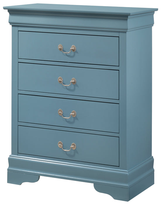 Glory Furniture Louis Phillipe G3180-BC 4 Drawer Chest , Teal G3180-BC