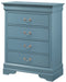 Glory Furniture Louis Phillipe G3180-BC 4 Drawer Chest , Teal G3180-BC