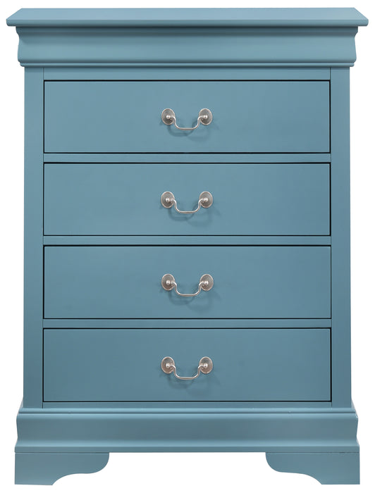 Glory Furniture Louis Phillipe G3180-BC 4 Drawer Chest , Teal G3180-BC