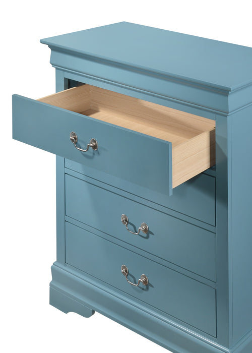 Glory Furniture Louis Phillipe G3180-BC 4 Drawer Chest , Teal G3180-BC