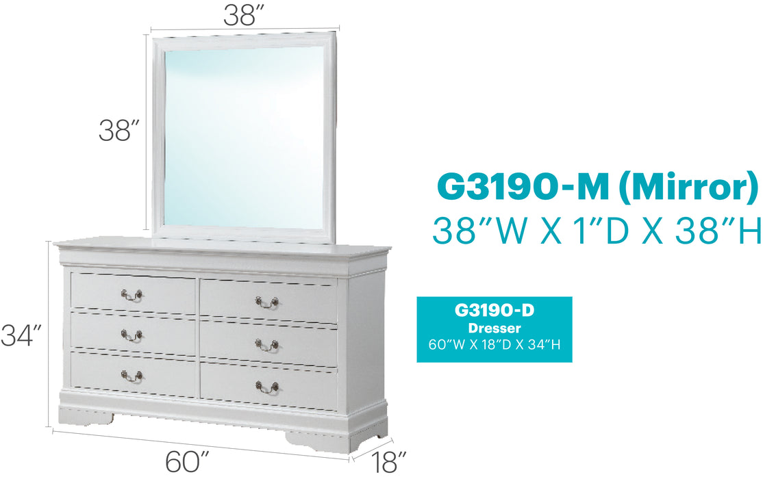 Glory Furniture Louis Phillipe G3190-D Dresser , White G3190-D