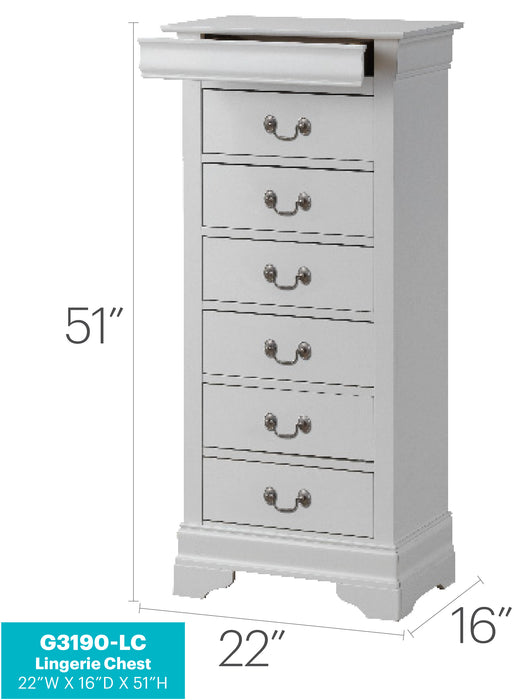 Glory Furniture Louis Phillipe G3190-LC Lingerie Chest , White G3190-LC