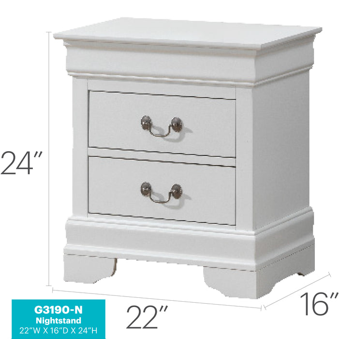 Glory Furniture Louis Phillipe G3190-N Nightstand , White G3190-N