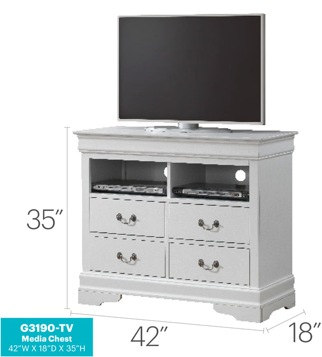 Glory Furniture Louis Phillipe G3190-TV Media Chest , White G3190-TV