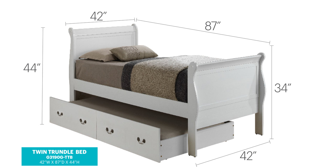 Louis Phillipe Trundle Bed White By Glory Furniture 