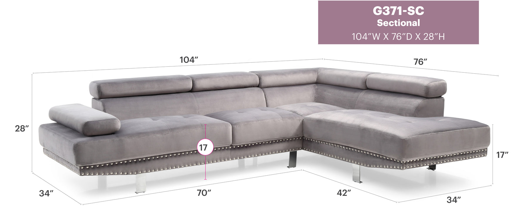 Glory Furniture Derek G371-6 SC Sectional