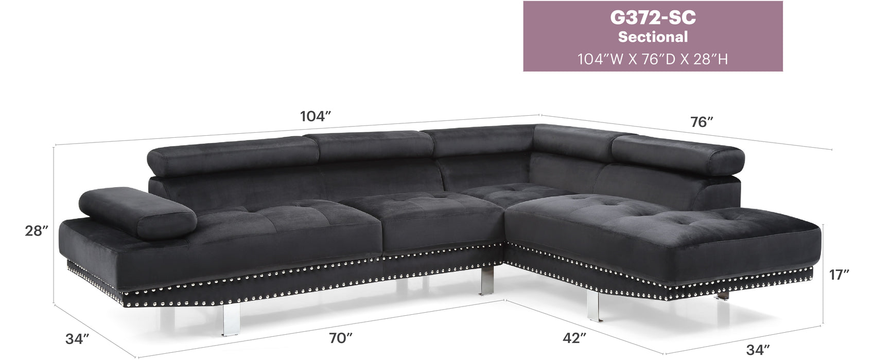 Glory Furniture Derek G371-6 SC Sectional