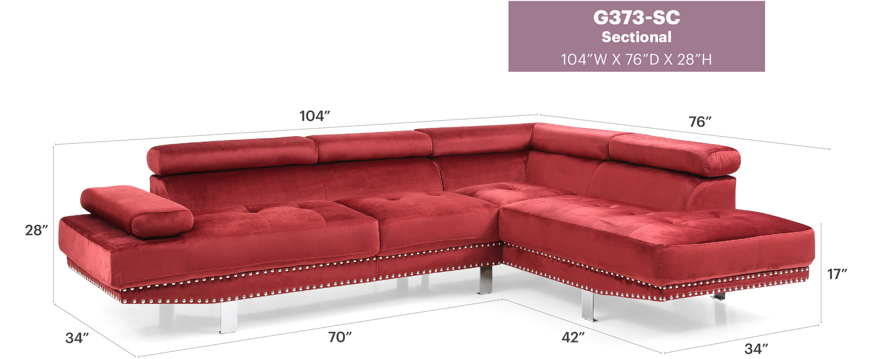 Glory Furniture Derek G371-6 SC Sectional