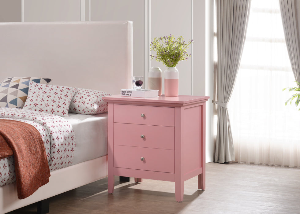 Glory Furniture Hammond G5404-N 3 Drawer Nightstand , Pink G5404-N