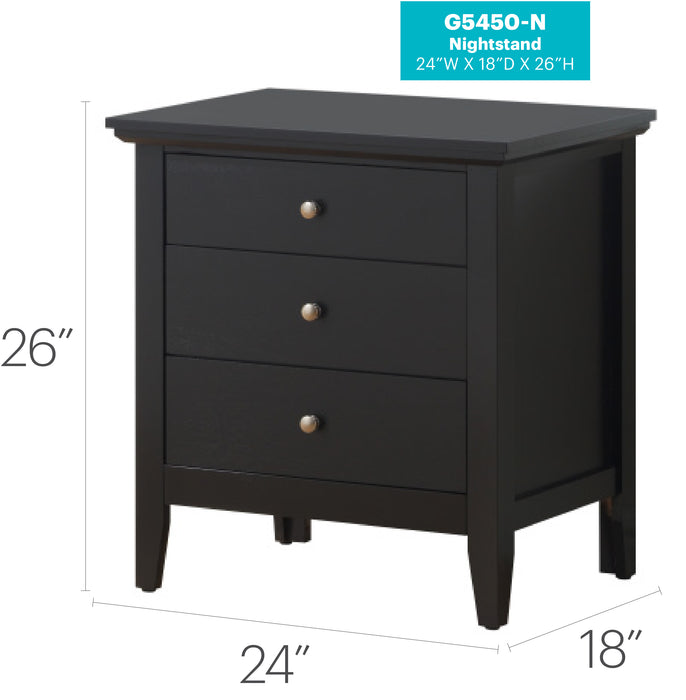 Glory Furniture Hammond G5450-N 3 Drawer Nightstand , Black G5450-N