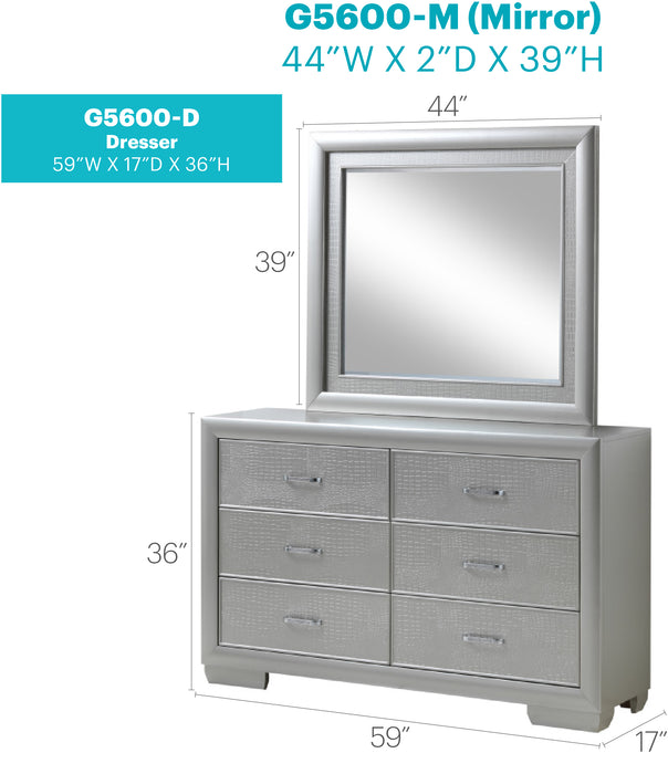Glory Furniture Kat G5600-D Dresser , Silver Champagne G5600-D