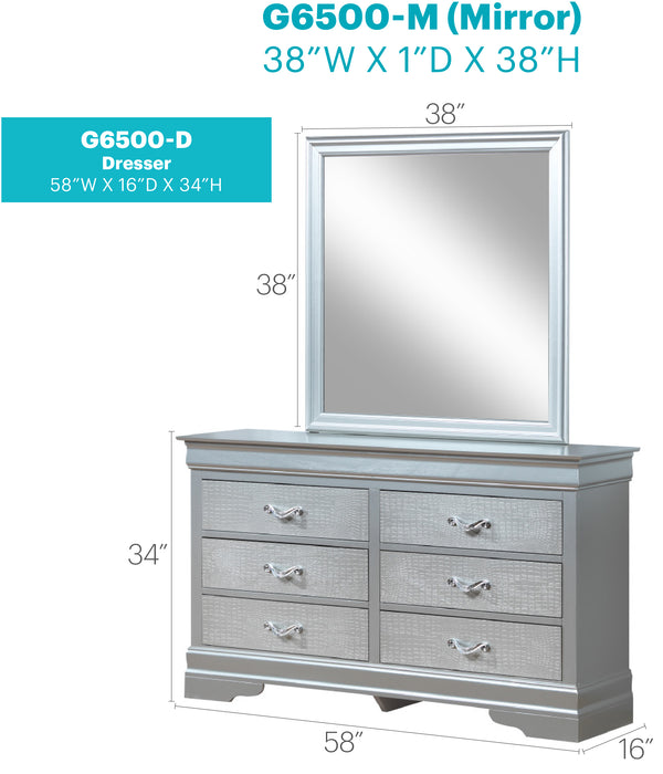 Glory Furniture Lorana G6500-D Dresser , Silver Champagne G6500-D