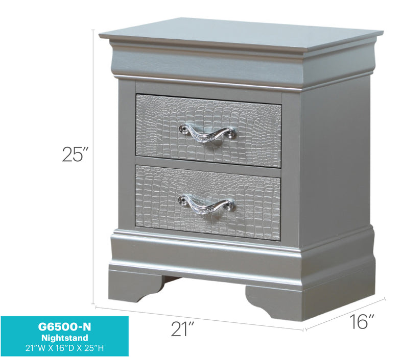 Glory Furniture Lorana G6500-N Nightstand , Silver Champagne G6500-N