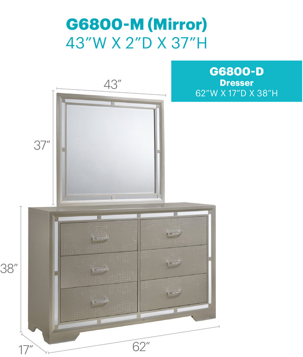 Glory Furniture Alana G6800-D Dresser , Silver Champagne G6800-D