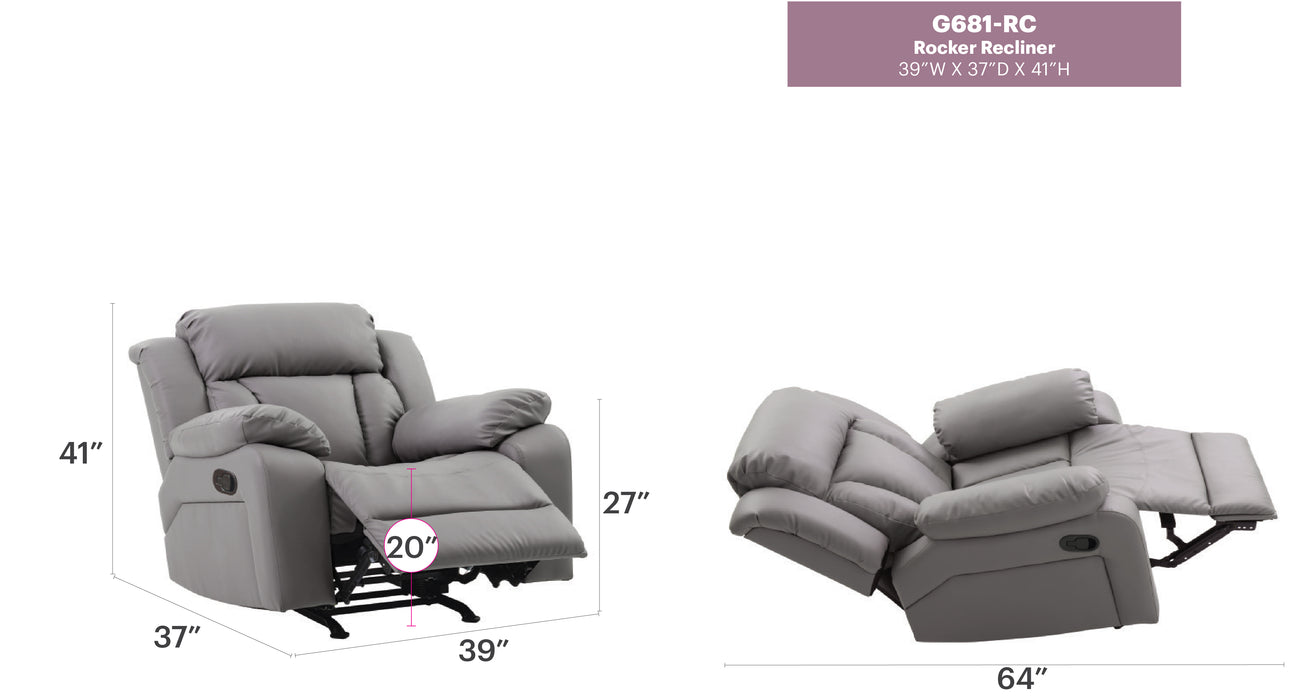 Glory Furniture Daria G681-RC Rocker Recliner , GrayG681-RC