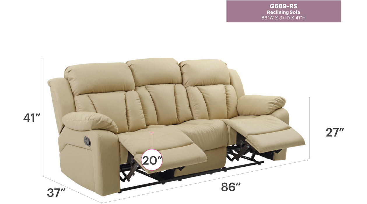 Glory Furniture Daria G689-RS Reclining Sofa , Beige G689-RS
