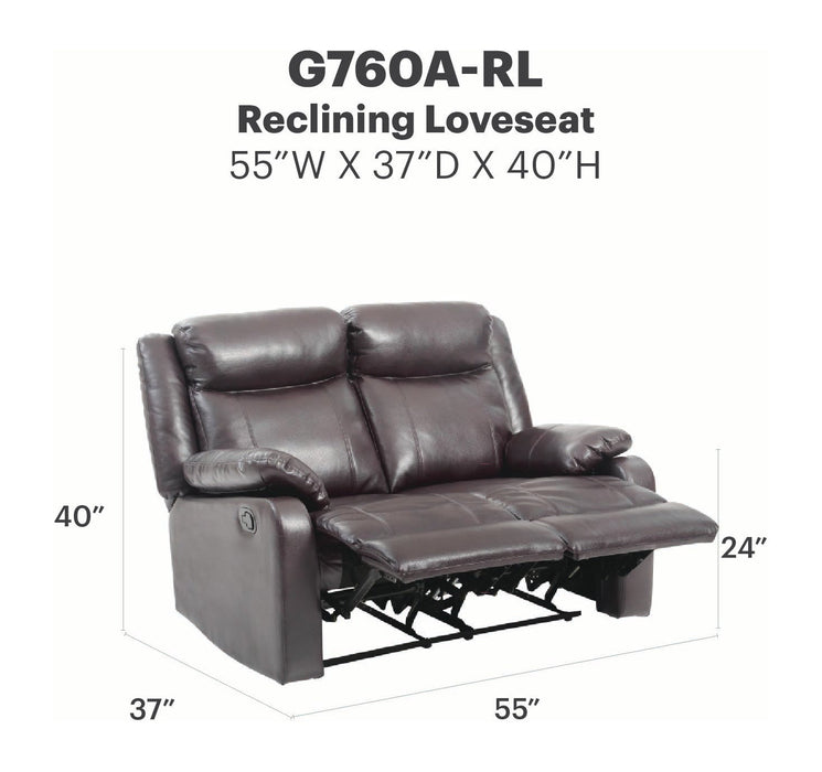 Glory Furniture Ward Reclining Loveseat