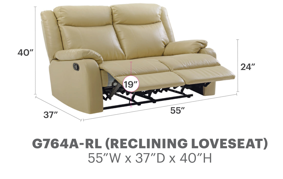 Glory Furniture Ward G764A-RL Double Reclining Love Seat , PUTTY G764A-RL