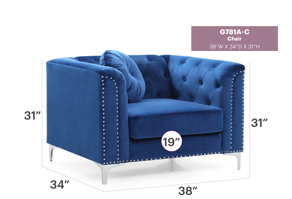 Glory Furniture Pompano G781A-C Chair , Navy BlueG781A-C