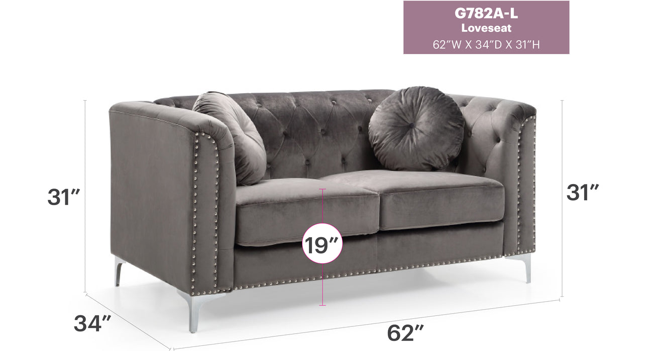 Glory Furniture Pompano G782A-L Loveseat ( 2 Boxes ) , DARK GrayG782A-L