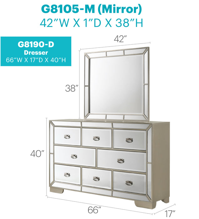 Glory Furniture Hollywood Hills G8190-D Dresser , Silver Champagne G8190-D