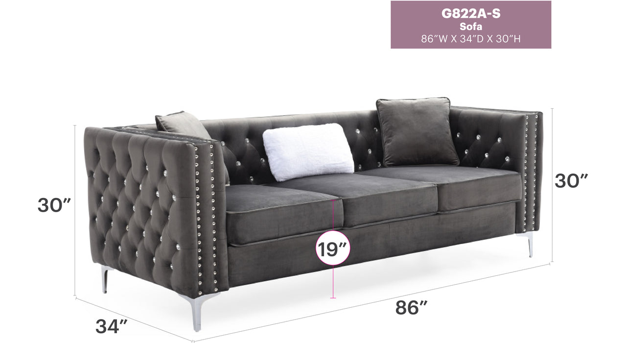 Glory Furniture Paige G822A-S Sofa , GrayG822A-S