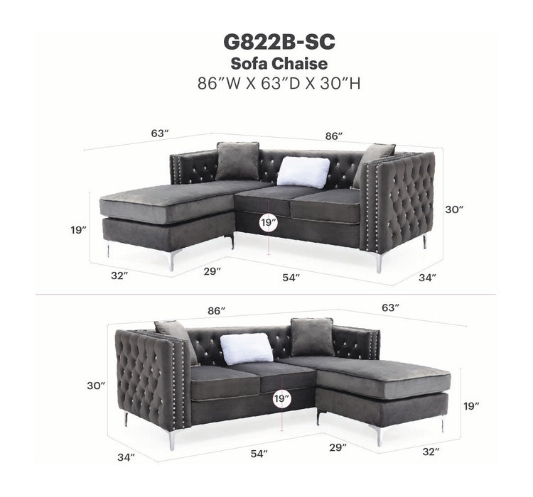 Glory Furniture Paige Sofa Chaise