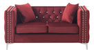 Glory Furniture Paige G826A-L Loveseat , BURGUNDY G826A-L