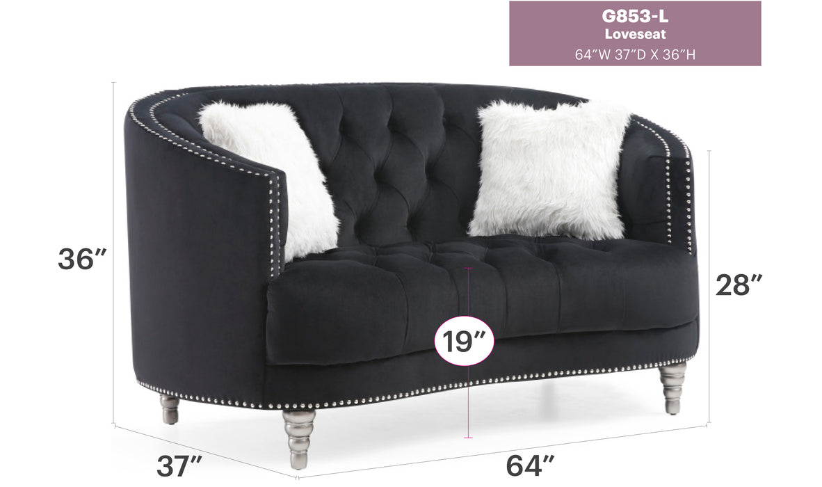 Glory Furniture Dania G853-L Loveseat , Black G853-L