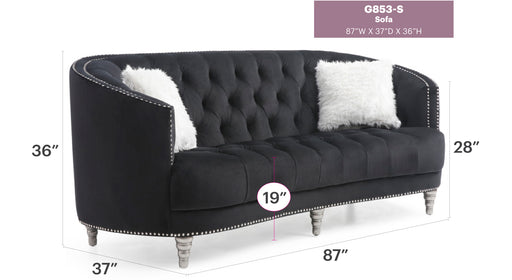 Glory Furniture Dania G853-S Sofa , Black G853-S