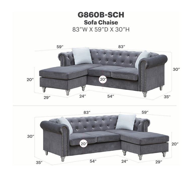 Glory Furniture Raisa Sofa Chaise